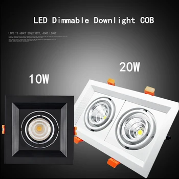 1pcs Super Svetla Vgradne kvadratnih Zatemniti LED Downlight COB 10w 20W LED Spot luči LED dekoracijo Stropne Svetilke AC110V 220V