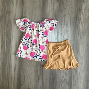 Baby dekleta poletje obleko dekle cvetlični majica z kaki obleko