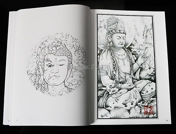 Najnovejši Tatoo Vzorec Rokopisa Knjige Bodhi Tri Majhne Vedno Tatoo Atlas Guanyin Buda Tatoo Črno Siva Skica Rokopis