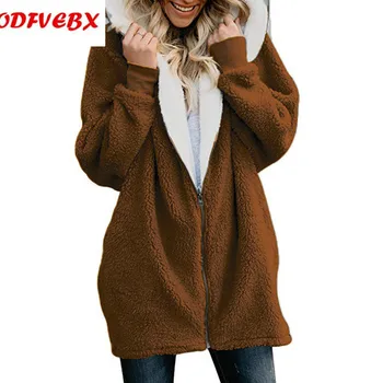 Ženske Parker jagnje fur coats 2020 autum pozimi novo jagnje lase Majica zadrgo tople jakne plišastih Hoodies Majica ženske