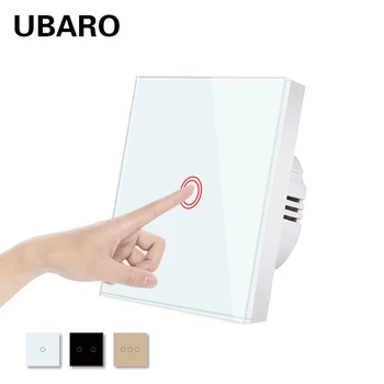 UBARO Steno Light Touch Stikalo EU Standard Luksuzni Kristalno Steklena Plošča, Občutljiva Interruptor Luz Ac100-240v 3 Banda 3Way Gumb