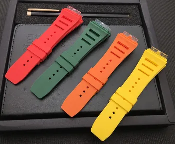 Novih 20 mm Rdeča, Bela, Črna, Zelena, Siva Modra Rumena Oranžna Gume Watchband Richard trak za RM011 Mille Zapestnico watch band
