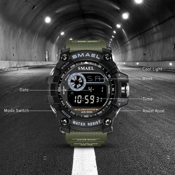 SMAEL Vojaške Digitalne Ure Moških Alarm Nepremočljiva Watch LED Nazaj lahko Športno ročno uro Kronograf Pod Uro Moški 8010
