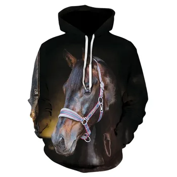 Stilsko osebnost konjsko glavo živali tiskanja cvetlični hoodie visoke kakovosti priložnostne dolgo konj hoodie majica