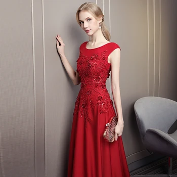Vino Rdeče Slaven Obleke 2020 Luksuzni Rdeči Preprogi Obleke Z Vlakom Elegantno Zajemalka Vratu Tla-dolžina Dolgo Formalno Večerne Obleke