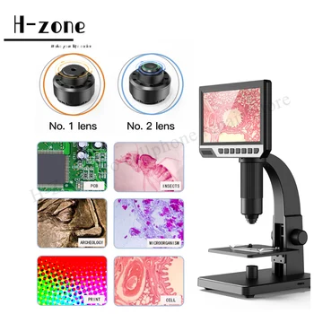 Najnovejši 12MP HD 7-palčni zaslon IPS 2000x digitalni industrijske dual-objektiv mikroskopa z 11 LED luči za mikrobne opazovanje
