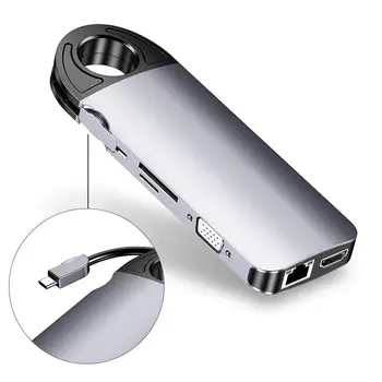 10 v 1 USB Tip C Hub Tip-C HDMI 4K VGA Adapter RJ45 Lan Ethernet SD TF USB-C 3.0 3.5 mm Jack Avdio Video za MacBook Pro