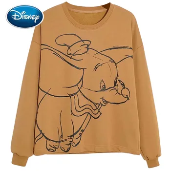 Disney Majica Fashion Dumbo Slon Risanka Tiskanja Dolg Rokav O-Vratu Ulične Harajuku Letnik Ženske Vrhovi Ženski Femmes