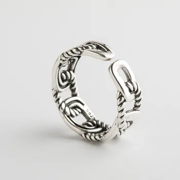 Koreja, nova s925 sterling srebrni prstan ženske odpiranje preprost konoplja vrv križ temperament srebro prst prstan trend srebrni nakit