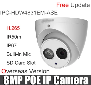 IPC-HDW4831EM-ASE 8MP IP kamero H. 265 POE Zidava-v Mikrofon reža za kartico SD IP67 DH-IPC-HDW4831EM-ASE IR Zrkla Omrežna Kamera