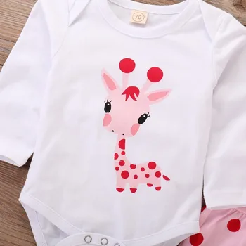 Baby Girl Obleke Polka Dot Newborn Baby Girl Obleke Nastavite Srčkan Žirafa Za Malčke Dekle Oblačila S Klobuk Pomladi, Jeseni