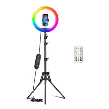 10 inch RGB LED Selfie Obroč Fill Light z Nastavek za Stojalo Fotografija Ličila Video Luči, Več barv mešanje