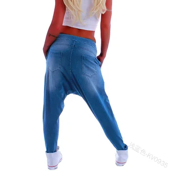 WEPBEL ženska Moda in Ženske Jeans Priložnostne Svoboden Barva Sredi Pasu Vrvico Celotno Dolžino Cross-hlače