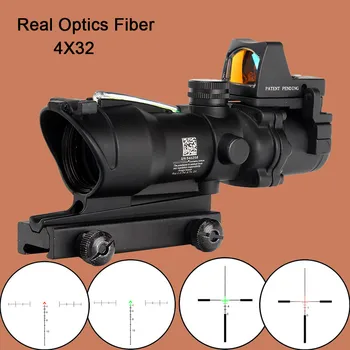 Ohhunt Lov 4X32 Pravi Fiber Optics Trikotnik BDC Reticle Rdečo, Zeleno Osvetljen Riflescope za Puško .223 .308 Kalibra