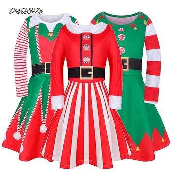 Pozimi Otroci Božič Obleko Dekle Z Dolgimi Rokavi Otroci Obleko Za Deklice, Snežaka, Zelena Baby Toddler Dekleta Božič Obleke