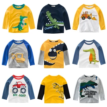 Otroci Majice T-Shirt za Otroke Otroci, Dekleta, Fantje Fant Majica Otroka, Fant je Dinozaver Otrok Bombaž Risanka Vrhovi Oblačila Oblačila
