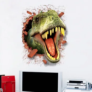 3D Cartoon Dinozaver Stenske Nalepke Doma Dekoracijo Anti statične Skozi steno Ozadje Cartoon Živali Stene Papirja Plakat Doma Dekor