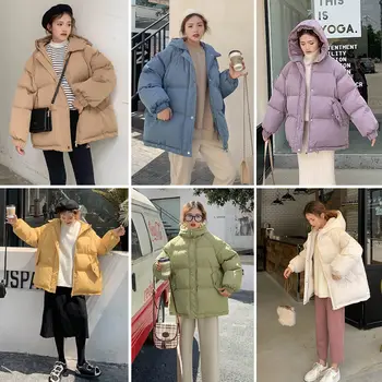 Novo Leto 2020 Ženske Kratke Jakna Pozimi Debele Hooded Bombaž Podloženi Plašči Ženski Korejski Svoboden Napihovalka Parkas Ženske Oversize Outwear