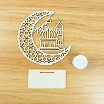 LED Moon Light Eid Mubarak Ramadana Dekoracijo Sveča, Luč za Domače Islamske Muslimanskih Eid AL Adha Leseni Okraski Stranka Dobave