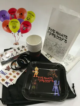 Pet Noči na Freddy je Papir Pokal Ploščo in Tattoo Nalepke Baloni Manšeta Igrača Rojstni dan Dobave Dekoracijo
