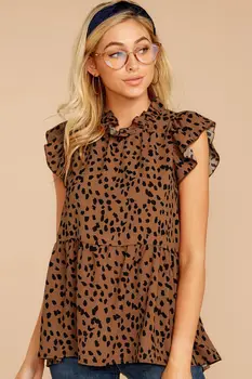 2020 Poletje Ženske Bluze Priložnostne O Vratu Metulj Rokav Srajce Seksi Leopard Tiskanja Ruffle Beli Vrhovi Priložnostne Svoboden Bluze Za Ženske