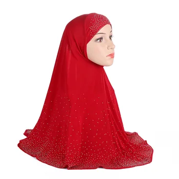 Islamske Ženske Oblačila hoofddoek Muslimanskih Instant HIDŽAB Turban Zvezdnato Diamanti Headscarf Ramadana Čaščenja Klobuk Razširitve Vratu, Prsih