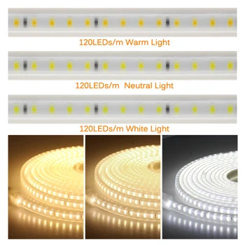 220V LED Trak Svetlobe 120LEDs/m Visoko Prilagodljiv Svetlost LED Luč za Omaro, Kuhinja, Notranja Zunanja vodoodporna LED Trak 2835