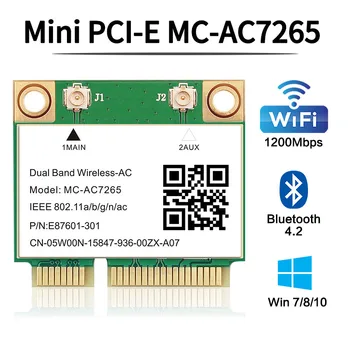 Dual Band 1200Mbps Brezžično Kartico MC-AC7265 Bluetooth 4.2 Zvezek Wlan Kartico Wifi Adapter 802.11 ac 2.4 G/5GHz Bolje 7260HMW pcie