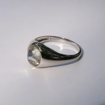 Modra moonstone obroč Naravni gemstone s pravimi 925 sterling srebro preproste zasnove, fine nakit za ženske nov slog 2020