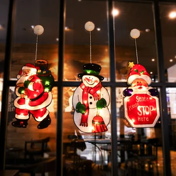 Božiček Božič Luči Oknu Visi LED Luči S Sesalno Pokal Vzdušje Prizora Počitnice Dekoracijo Za Dom Hotel Trgovina
