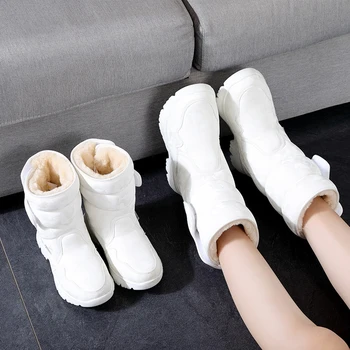Ženske snow škornji debele plišastih zimski čevlji modni kavljem&zanke ženske škornji non-slip ženske škornji Botas Mujer