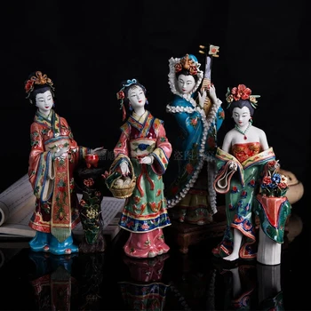 Kitajski Slog Klasična Lady Umetnosti Kiparstvo Lepe Ženske Kip Ustvarjalne Keramične Obrti Doma Okraski, Namizno Urad R4195