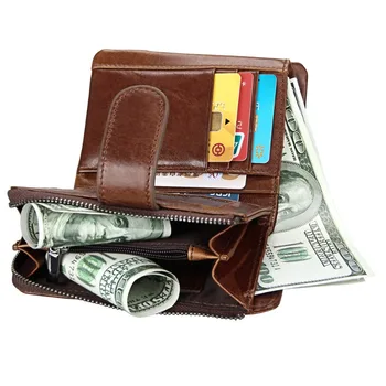 Novo pravega usnja RFID vintage denarnica moških z kovanca pocket kratek torbica mala zadrgo walet z imetniki kartic, človek torbici