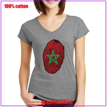 Maroko Zastavo Prstnih Oversize 2020 moda Proti vratu t majice za ženske, Osebno Kratkimi Rokavi Belo Slim Nekaj Majice