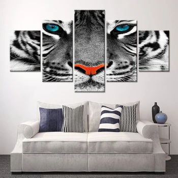 Platno Slikarstvo Sodobne 5 Kos HD Natisne Wall Art Živalskih Plakat Tiger Slike za Dnevni Sobi Doma Dekor