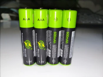 4PCS ZNTER 1,5 V AAA 600mAh polnilna litijeva baterija, USB litij-polimer baterija za polnjenje+4 v 1 Micro USB kabel za polnjenje