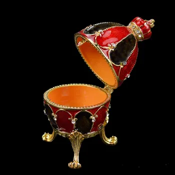 QIFU Nov Prihod Modni Rdeči in Črni Faberge Jajce Nakit Polje za Dekoracijo Doma