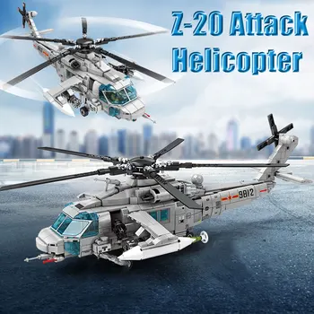 BZDA WW2 Vojaški Helikopter, igrače, Bloki, Opeke Z-20 Helikopterjev Bloki Zrakoplova Mornarice Oborožen Vojak Model Otroke Darilo