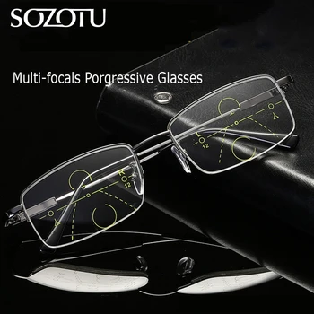 SOZOTU Multi-focal Postopno Obravnavi Očala Moških Presbyopic Dioptrije Stopnjo Očala Moška Očala Za Vidite Razdaljo in Bližnji YQ624