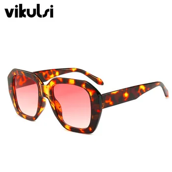 Prevelik Kvadratnih sončna Očala Moški Ženske 2019 Novi Retro Leopard Rožnata Očala za Sonce, za Ženske blagovne Znamke Trendy Sunglass Oculos UV400