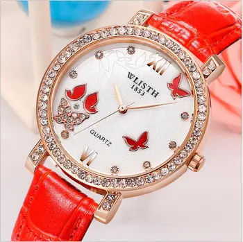 Modni posel usnja ženske gledajo luksuzni diamond quartz uro vroče prodaje Watch
