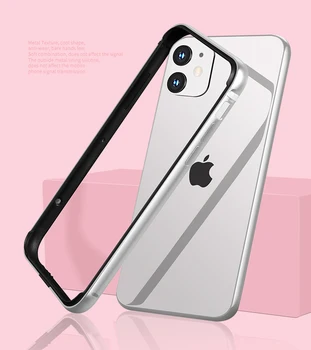 Odbijača Primeru Za iPhone 11 Pro Max Luksuzni Silikonski Kovin, Aluminija Za iPhone 12 Max Pro XS XR 6 6S 7 8 Plus SE Telefon Dodatki
