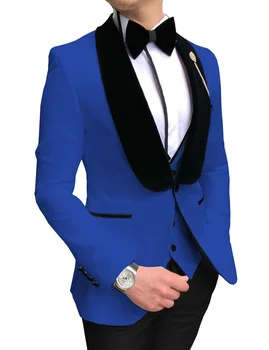 Mens Bele Obleke, Slim Fit 3 Kosov Podjetja Jakna Tuxedos Jopič gospoda za Poroko Ženina Maturantski Večer(Blazer+Telovnik+Hlače)