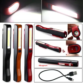 Mini COB led worklight magnetni USB Polnilne Pero Posnetek Ročno Svetilko Svetilka Delo Inšpekcijskih Luč za Kampiranje, Pohodništvo Noč