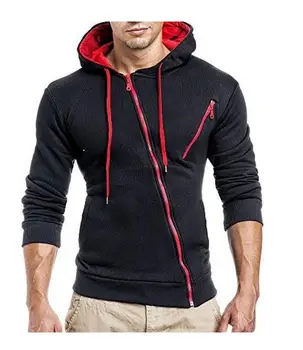 Moške diagonalno zadrgo priložnostne slim hooded sweatershirt hip hop dihanje moda vrh oblačila dropshipping vroče prodaje
