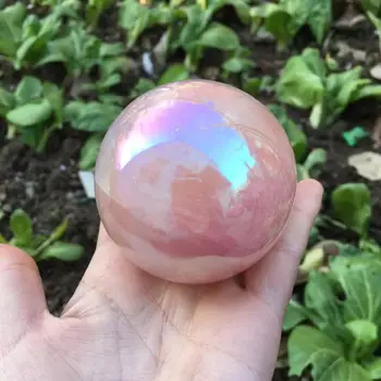 Angel aura rose quartz kristali žogo naravni kamni in minerali gemstone sferi doma dekoracijo feng shui obrti