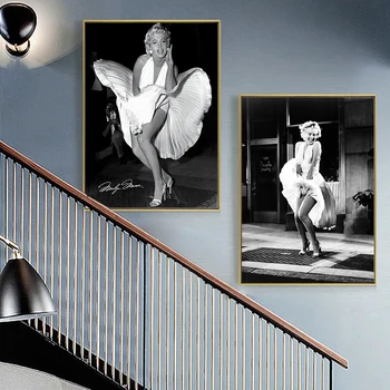 Slavni Marilyn Monroe Črno in Belo Platno Slikarstvo Letnik, Plakati, Tiskanje Stenskih slikah, za Dnevni Sobi Doma Dekor Cuadros