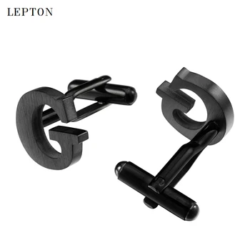 Lepton iz Nerjavečega jekla zapestne gumbe za Mens IP Črno Pištolo Kovinske Črke G manšetni Moških francoski Rokavi Manšete Cufflink Relojes Gemelos