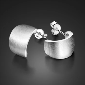 Trgovina modni uhani trdna 925 sterling srebro polkrogu srebro uho obroči za dekleta srebrni nakit za ženske, darila