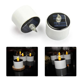 6pcs/veliko Sončno energijo Luči LED elektronska Sveča Plamen Utripa Baterija Poroko Dekor Romantično Toplo Beli Čaj Svetlobe